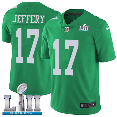 Nike Eagles #17 Alshon Jeffery Green Super Bowl LII Youth Stitched NFL Limited Rush Jersey